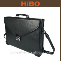 Bolso de hombro negro de la caja de la PC de la cartera del hombre del cuero genuino negro